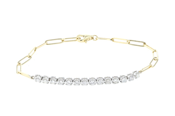 Diamond Tennis Bracelet in Two-Tone 14K Gold Chain-link