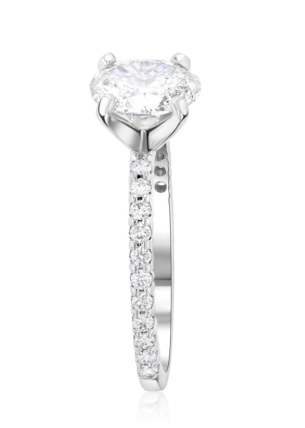 Micro Pavé Oval Cut Diamond Solitaire Engagement Ring - The Brothers Jewelry Co.