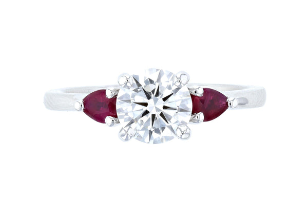 Lab Diamond and Ruby Three-Stone Engagement Ring (1.70 ct. tw.) - The Brothers Jewelry Co.